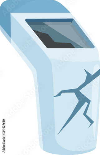 Broken digital medical infrared non contact thermometer showing crack on plastic body