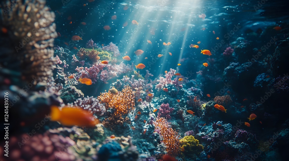 Fototapeta premium A vibrant underwater coral reef full of colorful fish