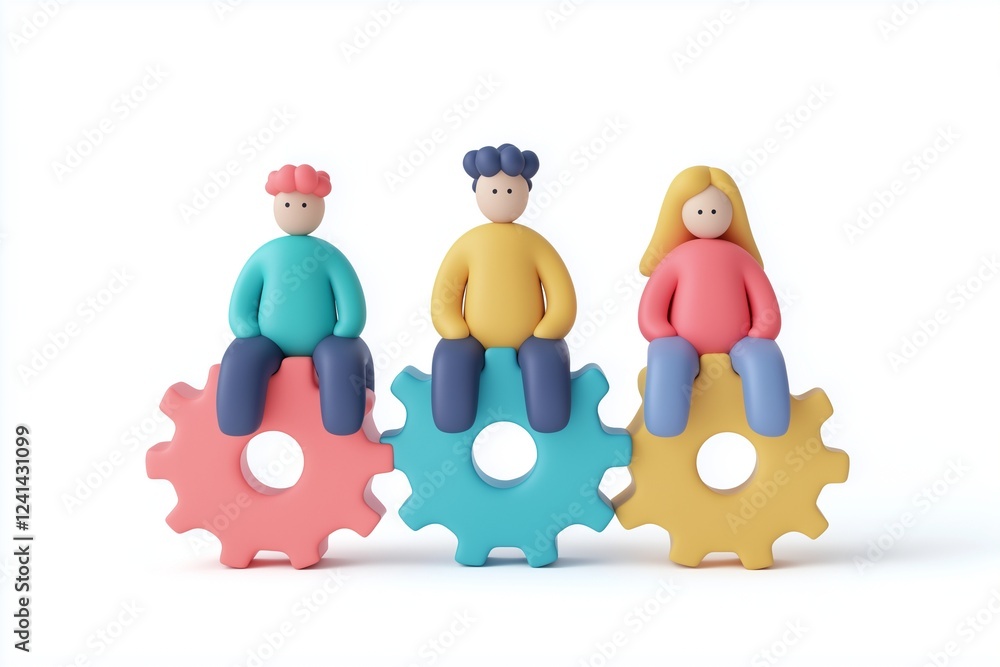 Obraz premium 3d cartoon user teamwork icon isolated on white background 