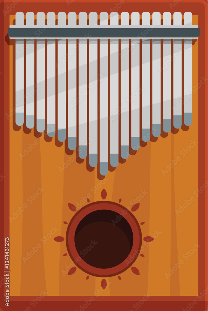 Φωτογραφία Kalimba, a traditional african instrument, featuring metal tines and a wooden so