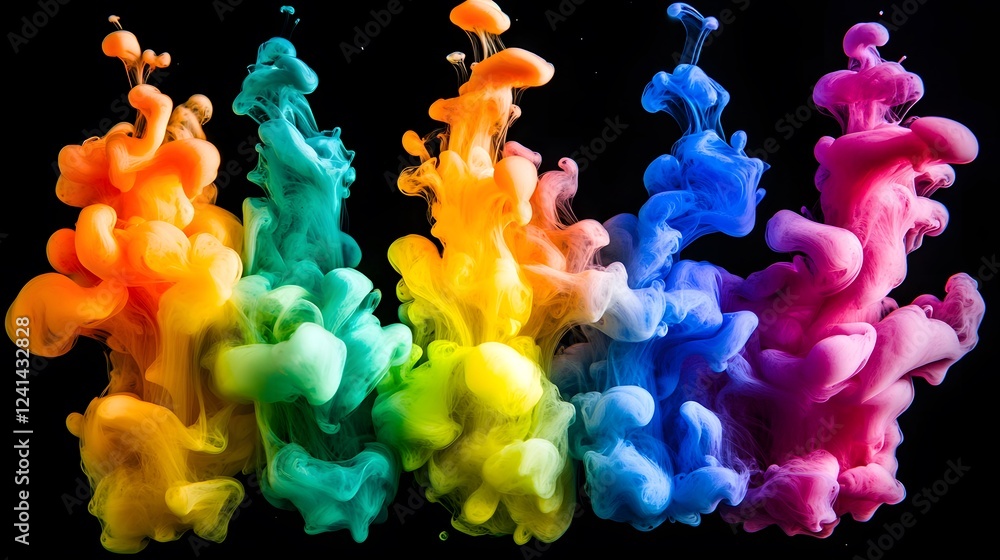 Obraz premium Abstract macro photography of colorful ink mixture