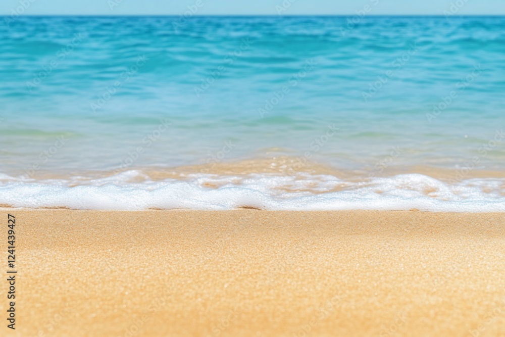 Ocean waves on sandy beach, summer vacation Ocean waves on sandy beach, summer vacation