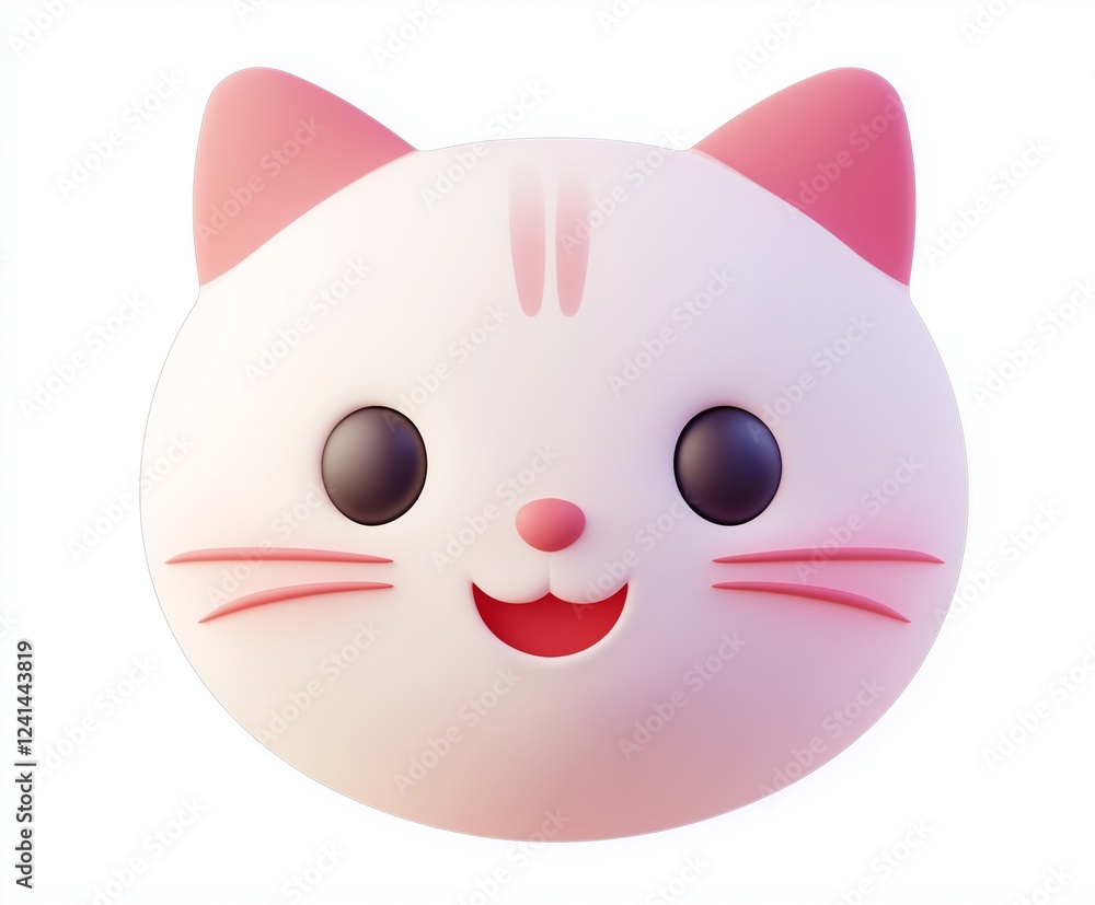 Fototapeta premium 3d cartoon cat face isolated on white background