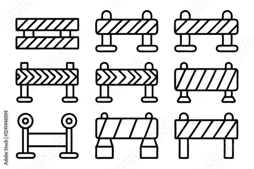 road block and pedestrian barrier editable stroke 