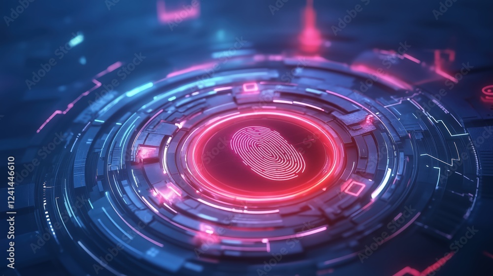 Fototapeta premium Digital Fingerprint Technology Analysis Cybersecurity Labs Graphic Illustration Futuristic Environment Close-up View Data Security Concept