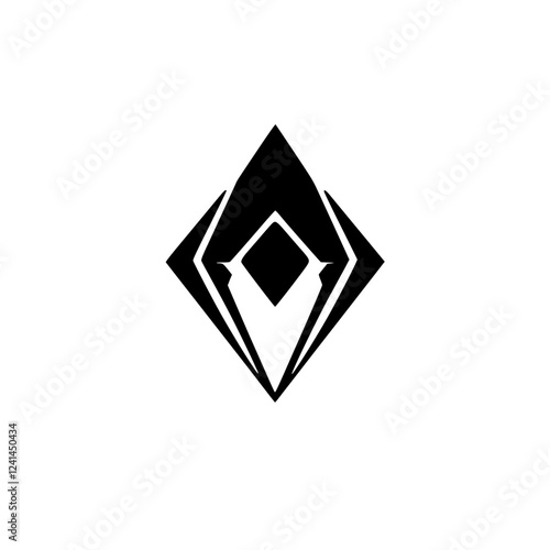 Free Download Geometric Abstract Diamond Shape Logo Design: Minimalist Black and White Icon, Graphic Symbol - GFXLoad