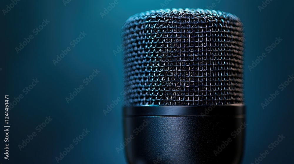 Close Up Of A Black Studio Microphone Close Up Of A Black Studio Microphone