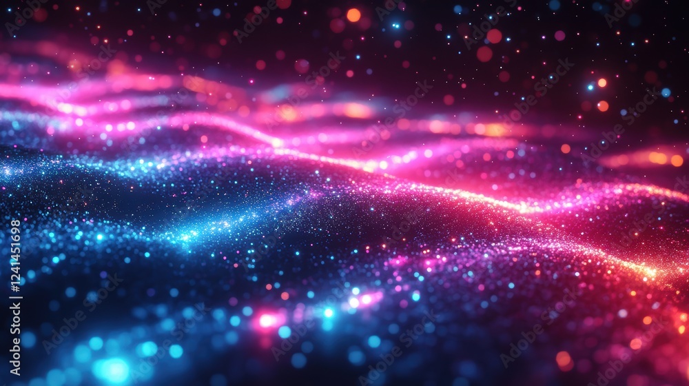Abstract Pink and Blue Glittering Waves Abstract Pink and Blue Glittering Waves