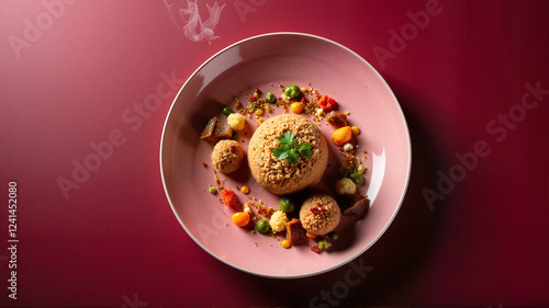 Wallpaper Mural Elegant freekeh dish with colorful sauces, gourmet culinary art Torontodigital.ca