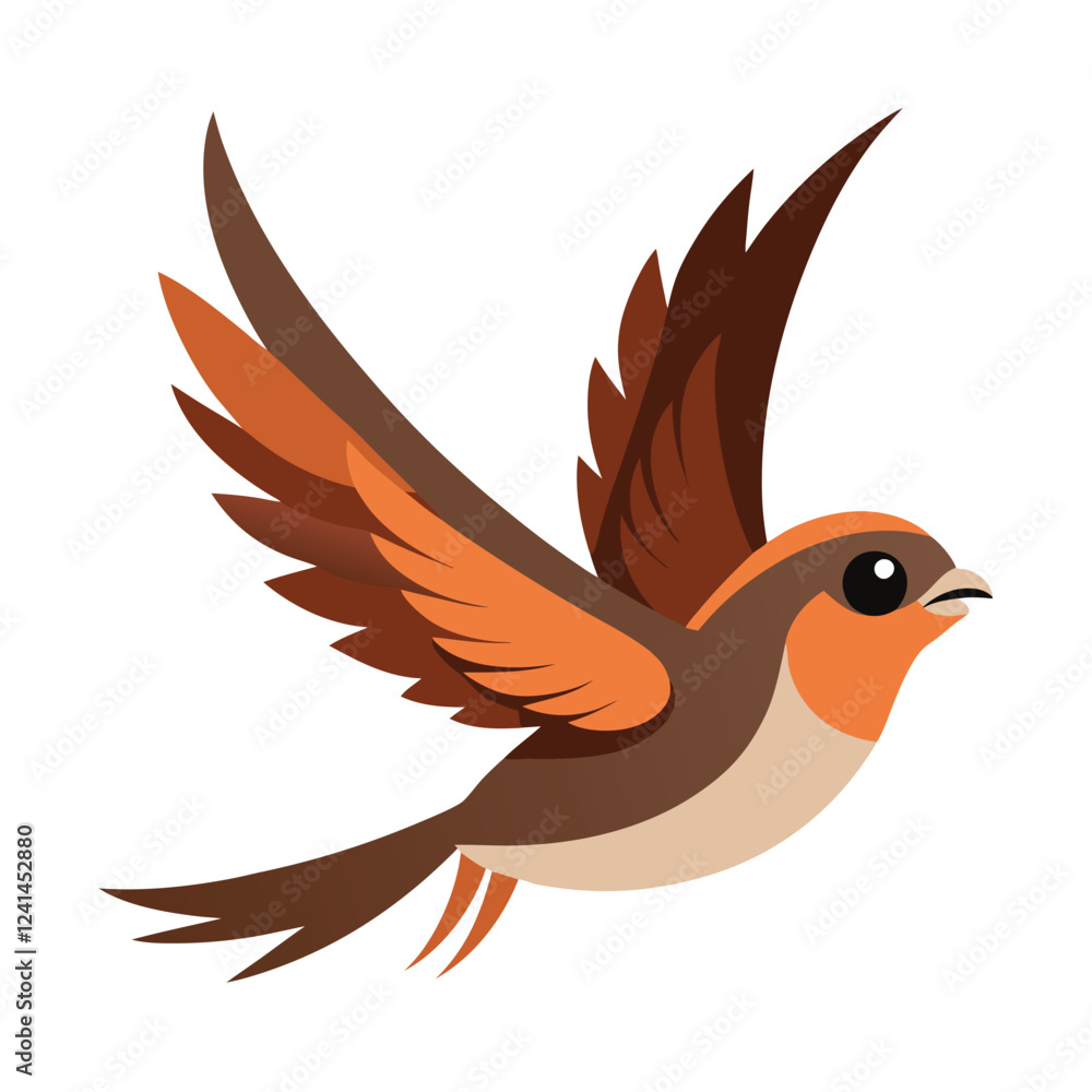 Fototapeta premium Flying Sparrow Vector Illustration ? Cartoon, Clipart & Line Art Design.eps