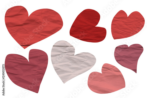 Paper hearts isolated on transparent background