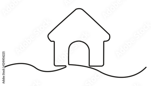 home continuous one line drawing vector