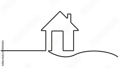 home continuous one line drawing vector