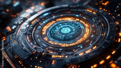 Wallpaper Mural close-up view of futuristic circular mechanism. Torontodigital.ca