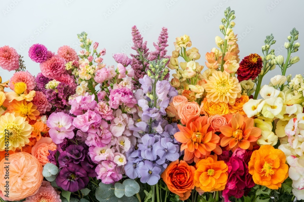 Vibrant array of colorful flowers in full bloom Vibrant array of colorful flowers in full bloom