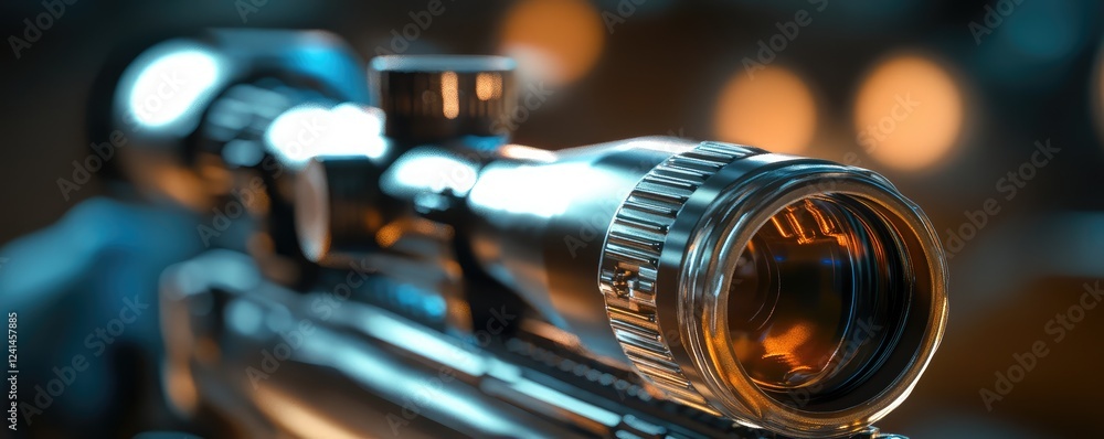 Fototapeta premium Close-up of a sleek, professional rifle scope.