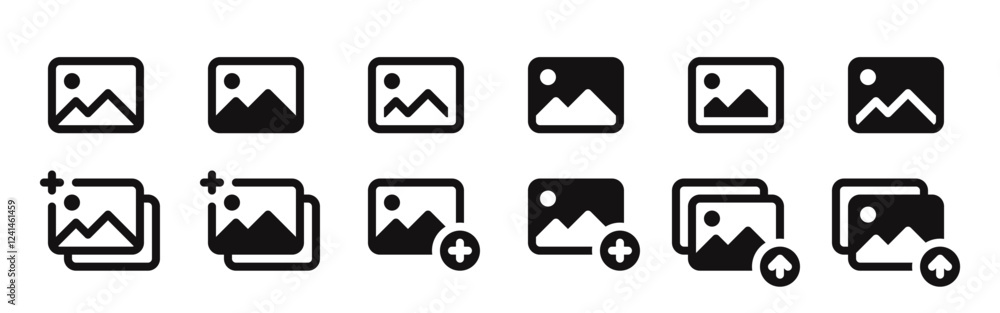Gallery icons set. Photo, picture symbol. Vector illustration. Gallery icons set. Photo, picture symbol. Vector illustration.