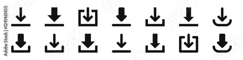Download icons set. Download files button symbol collection. Vector illustration.