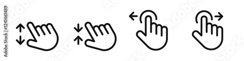 Hand swipe icon. Finger gesture. Interface move touch.