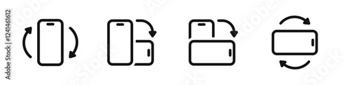 Rotate mobile phone icons set. Device rotation symbol collection. Vector illustration.