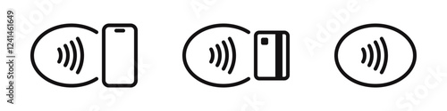 NFC payment icons set. Smartphone and card payment symbol collection. Vector illustration.
