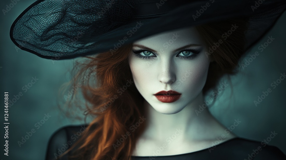 Fototapeta premium Striking Portrait with Unique Accessories and Soft Light