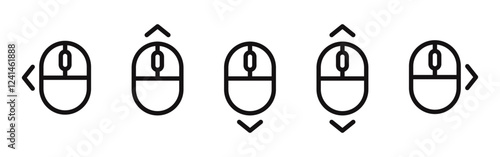 Scroll mouse icons set. Scrolling down and up symbol collection. Vector Illustration.