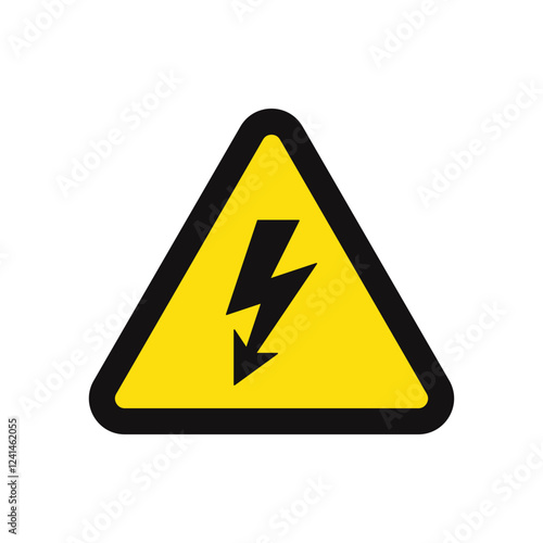 Warning sign. Dangerous electrical voltage icon. Vector illustration.