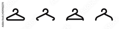 Clothes hanger icons set. Cloakroom symbol collection. Vector illustration.