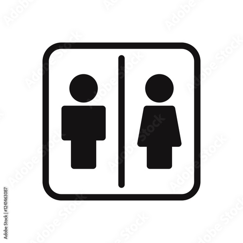 Restroom door pictogram. Woman and man public toilet vector sign, female and male symbols, black ladies and gentlemen wc restroom ui. Vector illustration.