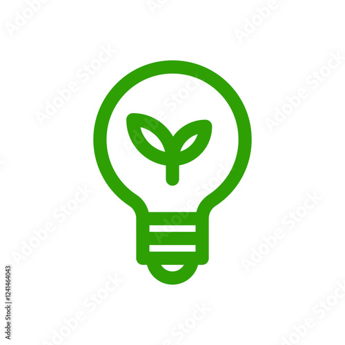 Light bulb ecology icon. Green energy symbol of a bulb and leaf combination. Vector illustration.