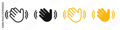 Waving hand icons set. Hello symbol collection. Vector illustration.