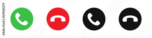 Accept and decline call icons set. Phone, telephone call, contact us symbol. Vector illustration