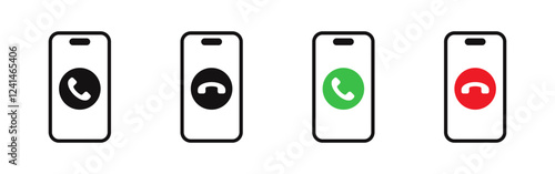 Accept and decline call icons set. Phone, telephone call, contact us symbol. Vector illustration