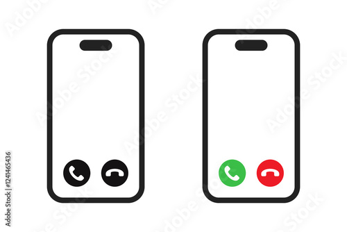 Accept and decline call icons set. Phone, telephone call, contact us symbol. Vector illustration