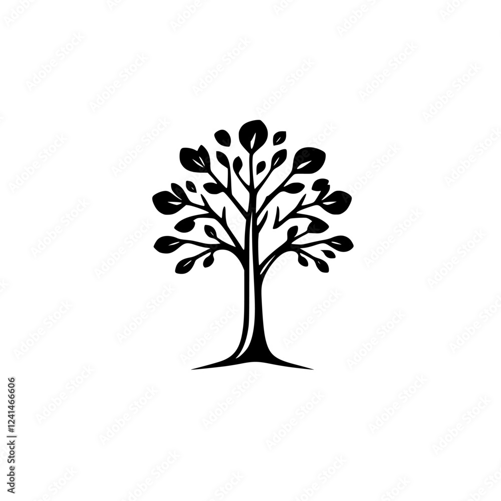 Obraz premium Elegant Black and White Tree Illustration - Minimalist Nature Design