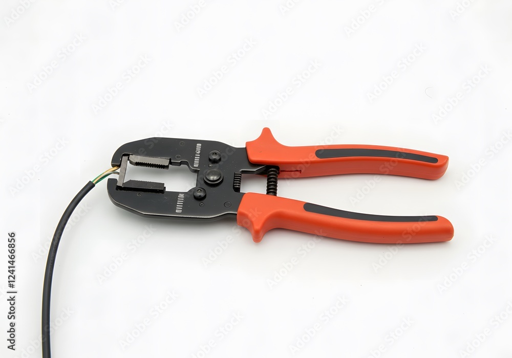 Fototapeta premium Crimping Tool with Cable: Professional Electrical Wiring