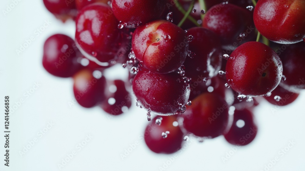 Fresh Red Berries with Water Droplets on a Light Background Fresh Red Berries with Water Droplets on a Light Background