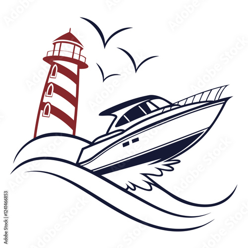 Speedboat Vector Logo, Jet Boat Illustration for Logo Design Projects
