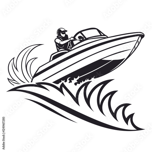 Speed Jet Boat Logo Vector High-Quality Speedboat Illustration on Transparent Background