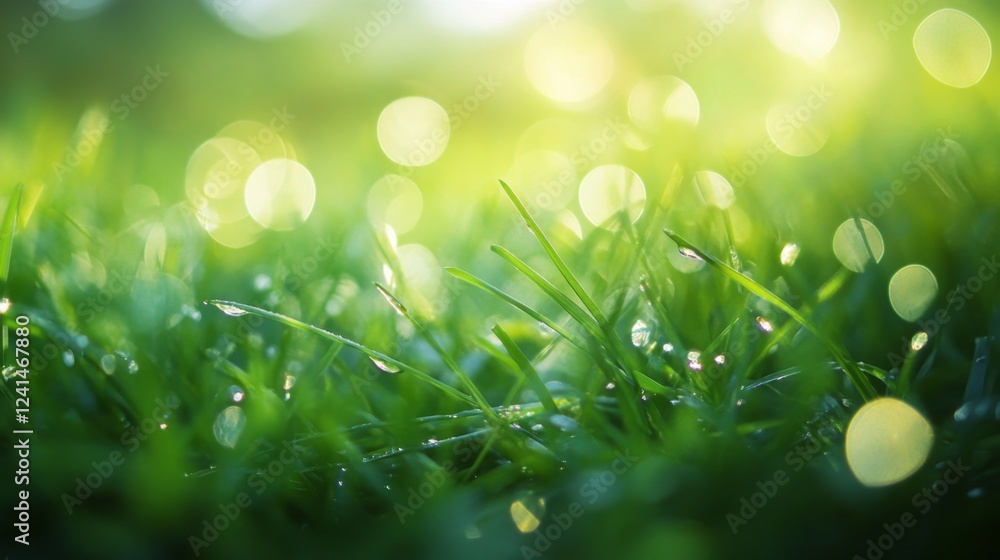 Obraz premium Captivating bokeh of fresh green grass outdoor landscape photography natural environment close-up perspective abstract beauty