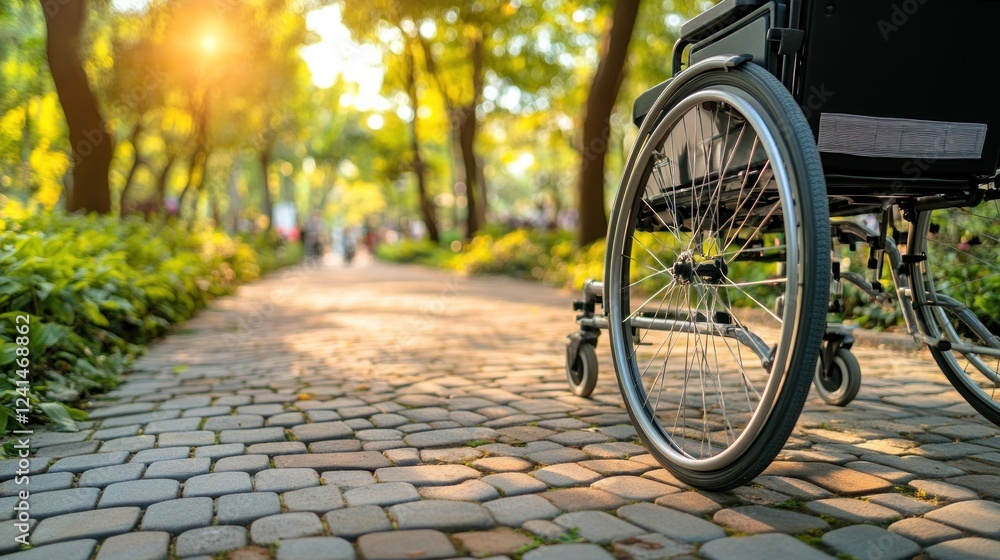 Wheelchair park path accessibility sunset Wheelchair park path accessibility sunset