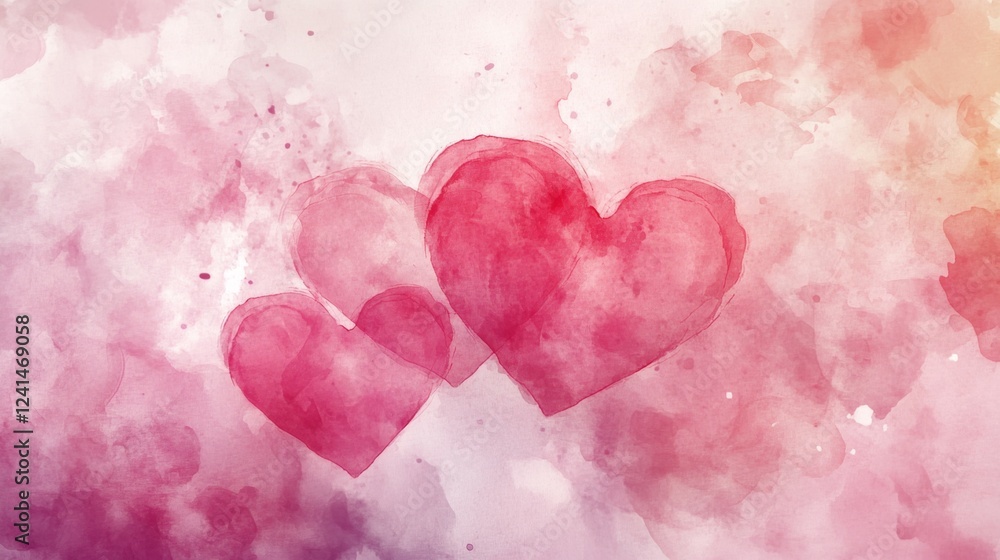 Obraz premium Creating abstract pink heart shapes on a soft watercolor background for artistic expression