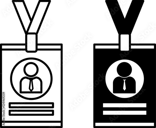 Press Badge Icons. Black and White Vector Icons. Accessory for Quick Recognition of Correspondent or Reporter. Journalism Concept