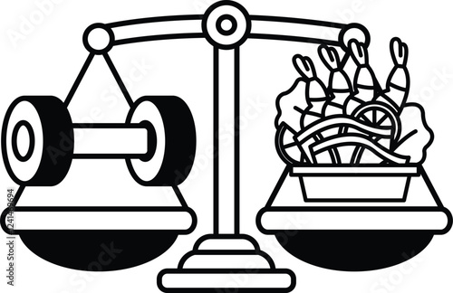 A scale with a tire on one side and a bowl of food on the other