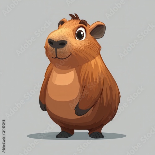 Adorable Capybara Cartoon Illustration Happy Rodent Animal Character Design photo