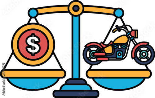 Wallpaper Mural A scale with a dollar sign on one side and a motorcycle on the other Torontodigital.ca