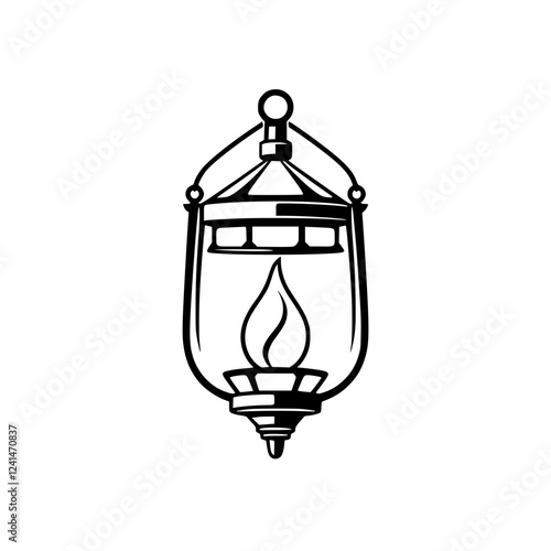 Wallpaper Mural Vintage Lantern: A Classic Oil Lamp Illustration. Perfect for home decor, adding a touch of old-world charm and romantic ambiance to your space. Torontodigital.ca