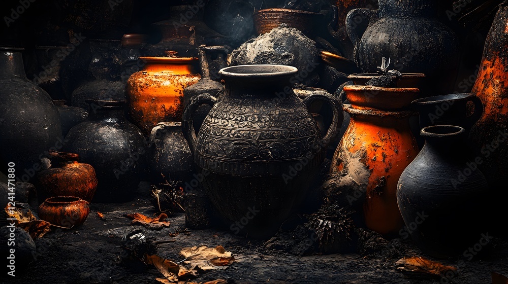 A pile of ancient pots and vases from the India
A pile of ancient pots and vases from the India