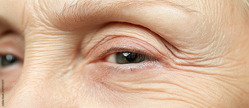 Fototapeta premium Close-up elderly eye wrinkles, skin texture, aging